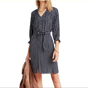 Blue White Maeve Sara Smocked Short Casual Dress